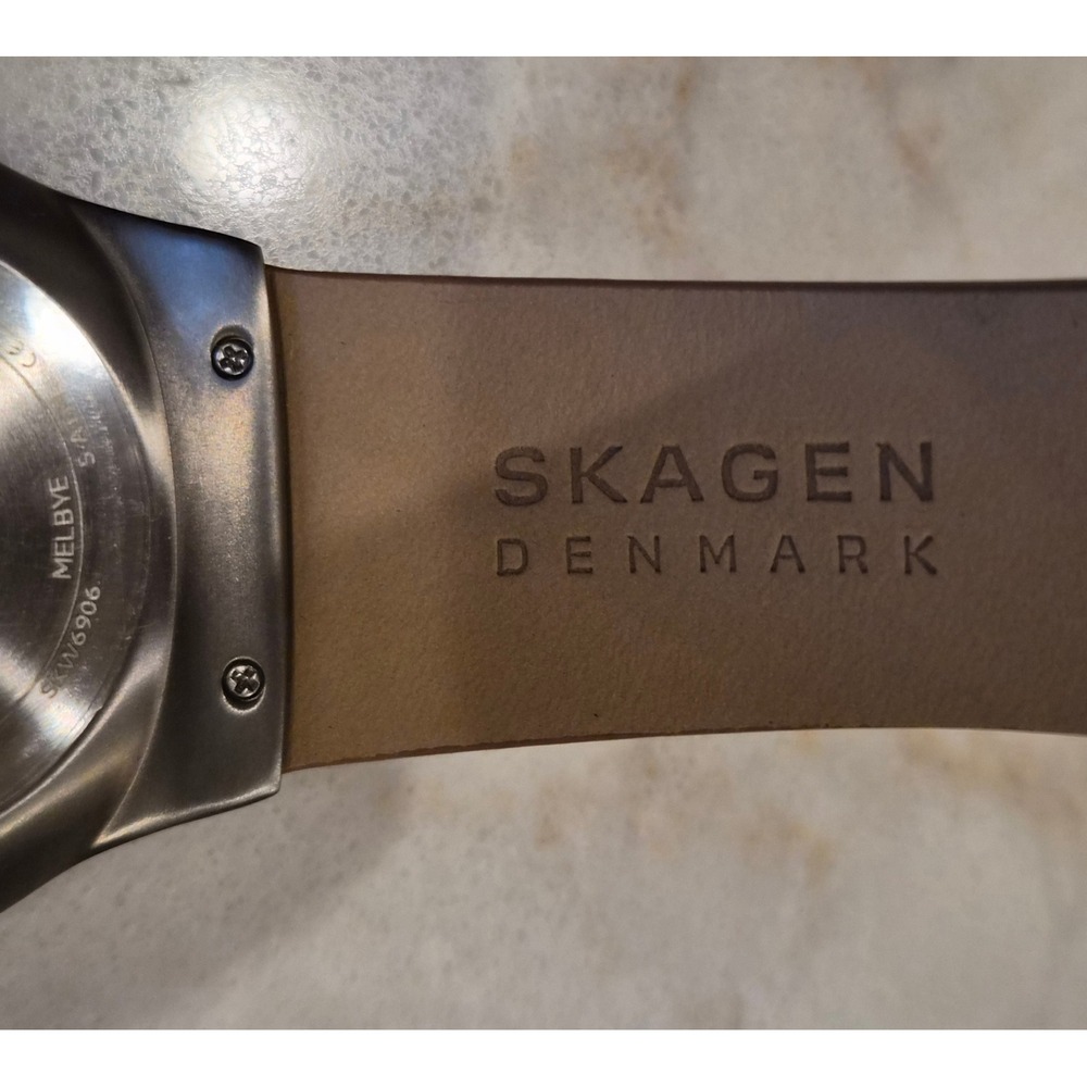 Skagen Melbye Mens Titanium Watch Blue Dial Brown Leather Strap SKW6906‎ New - Picture 6 of 9